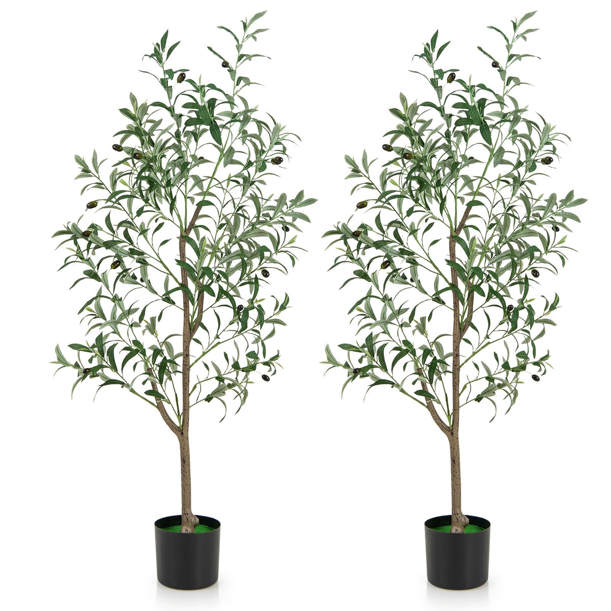 4.5 Feet Tall Artificial Olive Tree Fake Potted Trees with Realistic Fruits-Set of 2-Artificial Plants-DECOROLALA