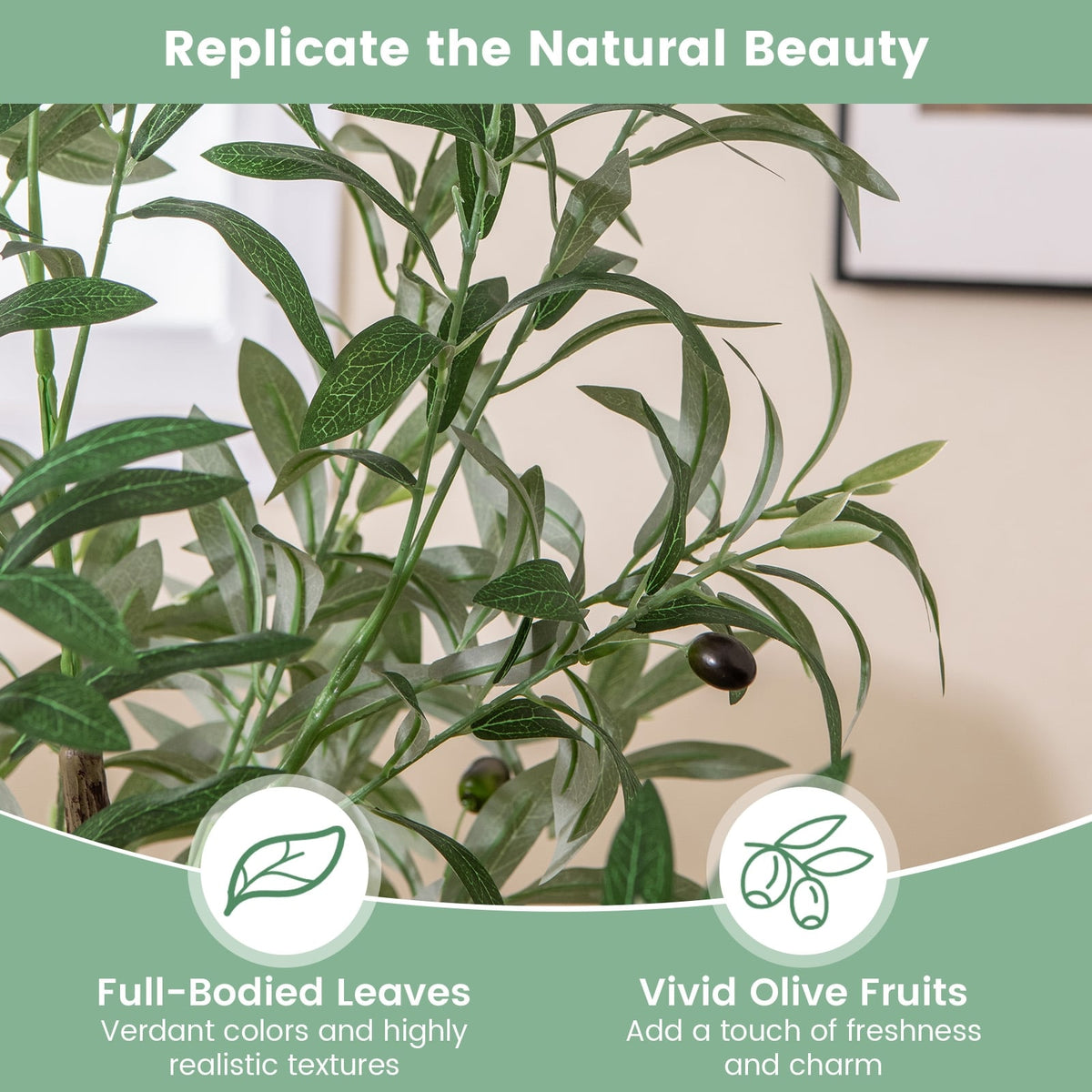 4.5 Feet Tall Artificial Olive Tree Fake Potted Trees with Realistic Fruits-Set of 2-Artificial Plants-DECOROLALA