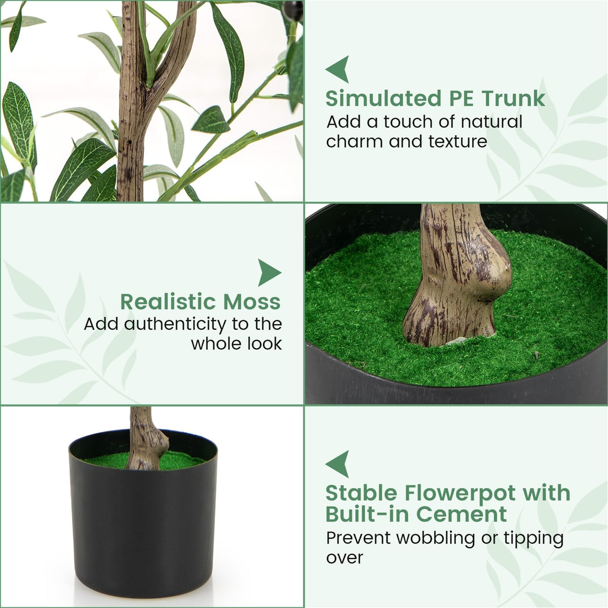4.5 Feet Tall Artificial Olive Tree Fake Potted Trees with Realistic Fruits-Set of 2-Artificial Plants-DECOROLALA