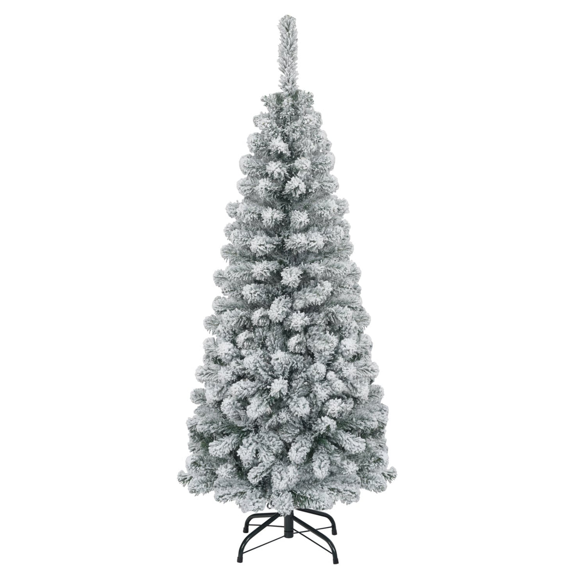 4.5 Feet Unlit Hinged Snow Flocked Artificial Pencil Christmas Tree with 242 Branch-Christmas Trees-DECOROLALA