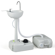 4.5 Gal Wash Basin Stand with 6.34 Gal Recovery Tank and Rolling Wheels-Camping Furniture-DECOROLALA