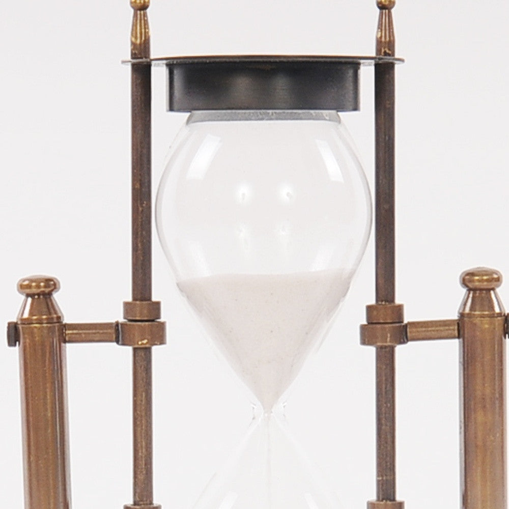 4.5" X 4.5" X 8.5" Brass Revolving Sandtimer-Sculptures-DECOROLALA