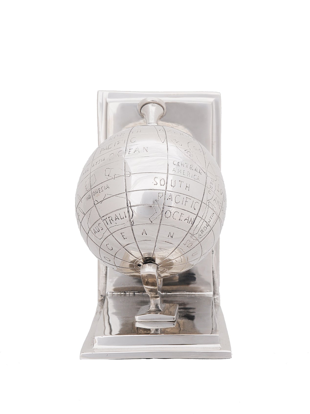 4.5" X 6.75" X 7.75" Alum Globe Bookend Set Of Two-Organizers-DECOROLALA