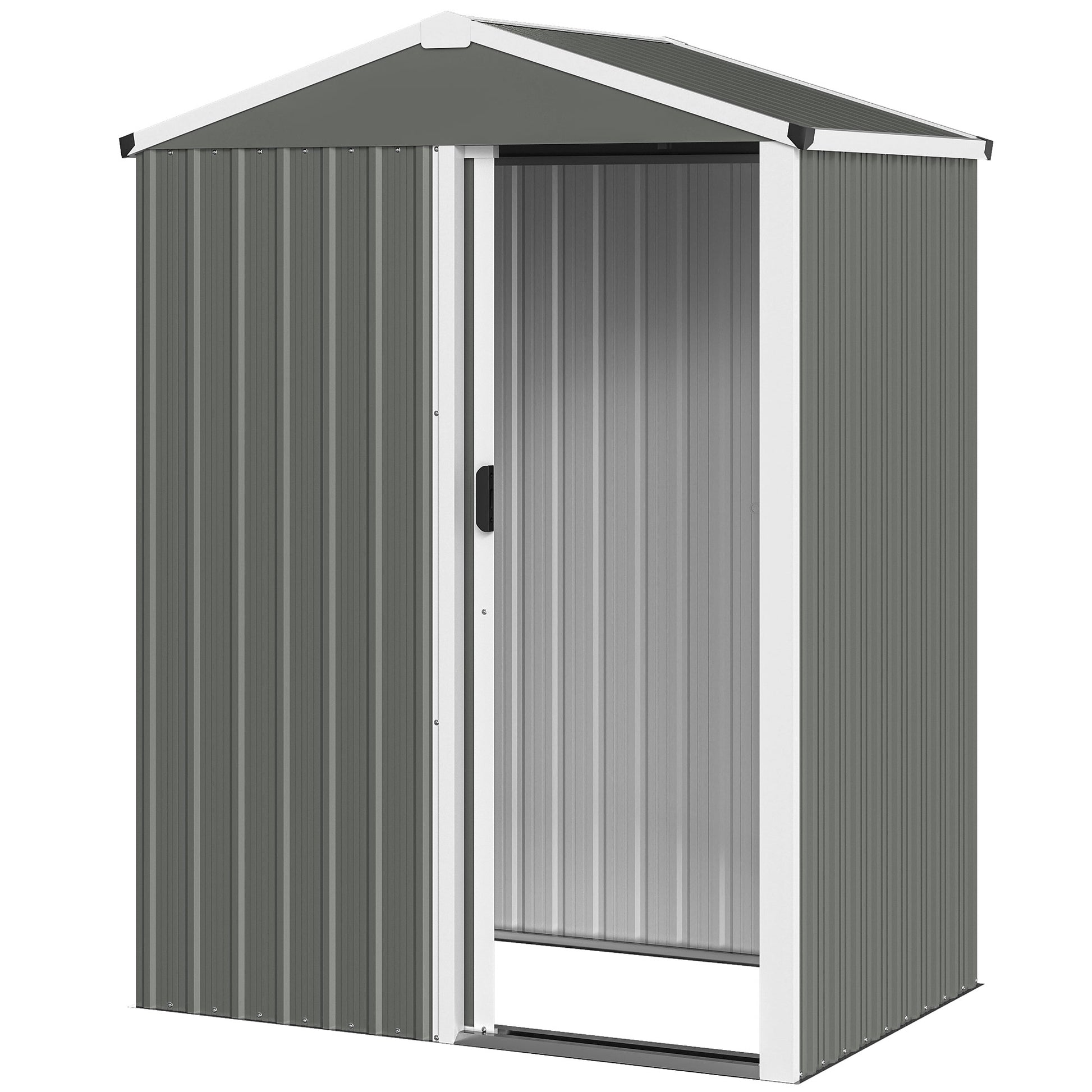 4.5 x 3ft Metal Outdoor Storage Shed - Light Grey-Patio & Garden > Lawn & Garden > Sheds-DECOROLALA