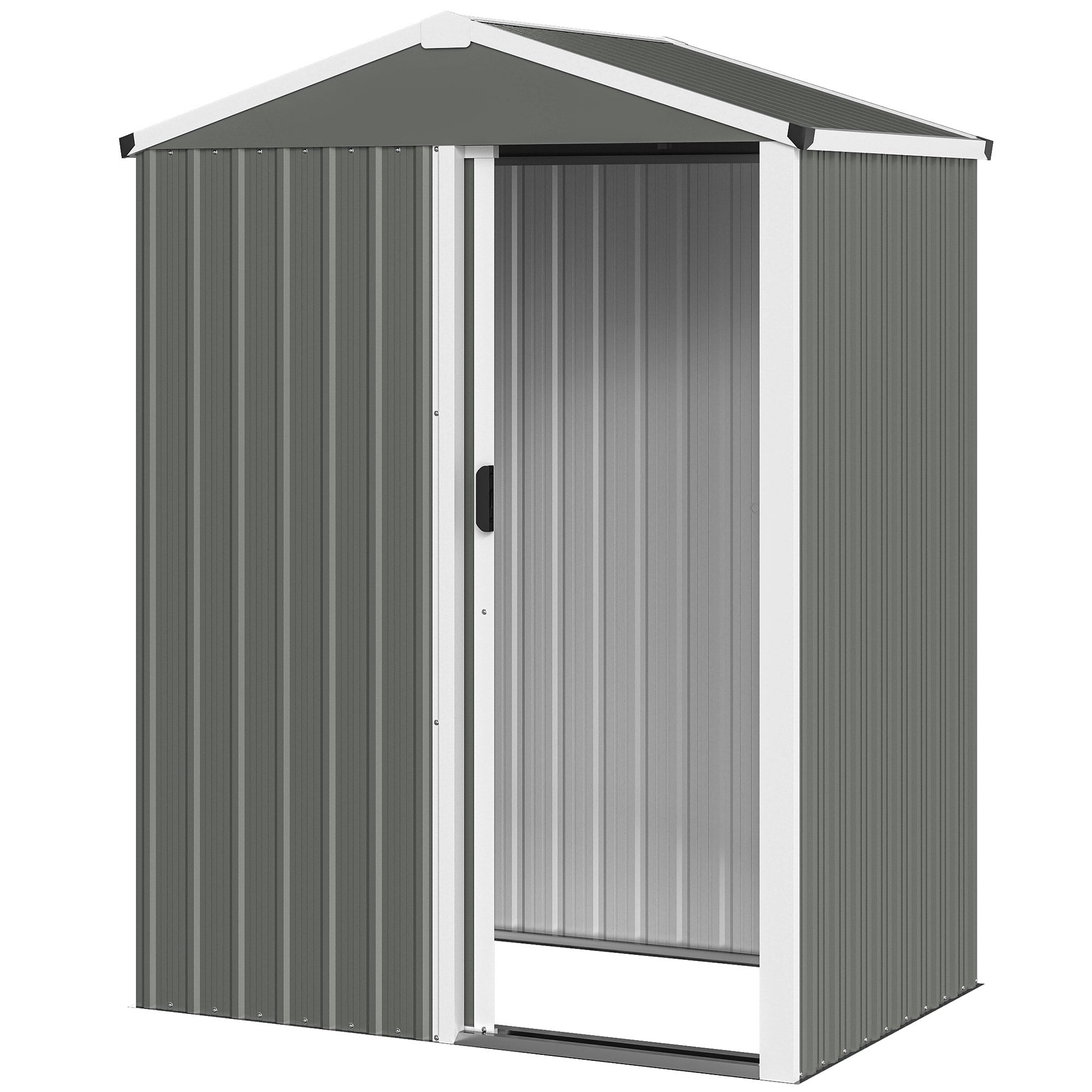 4.5 x 3ft Metal Outdoor Storage Shed - Light Grey-Patio & Garden > Lawn & Garden > Sheds-DECOROLALA