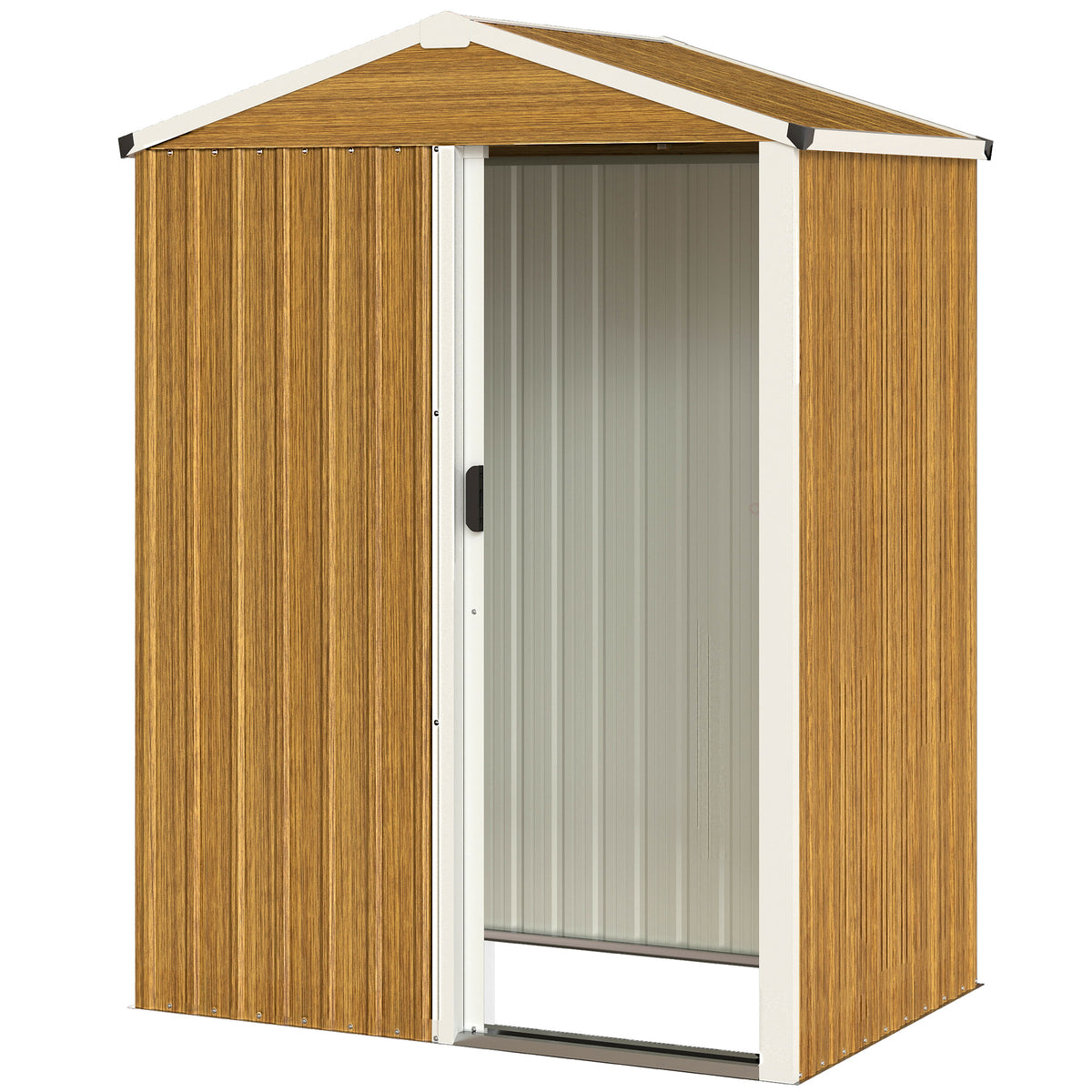 4.5 x 3ft Outdoor Metal Storage Shed - Wood Grain-Patio & Garden > Lawn & Garden > Sheds-DECOROLALA