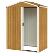 4.5 x 3ft Outdoor Metal Storage Shed - Wood Grain-Patio & Garden > Lawn & Garden > Sheds-DECOROLALA