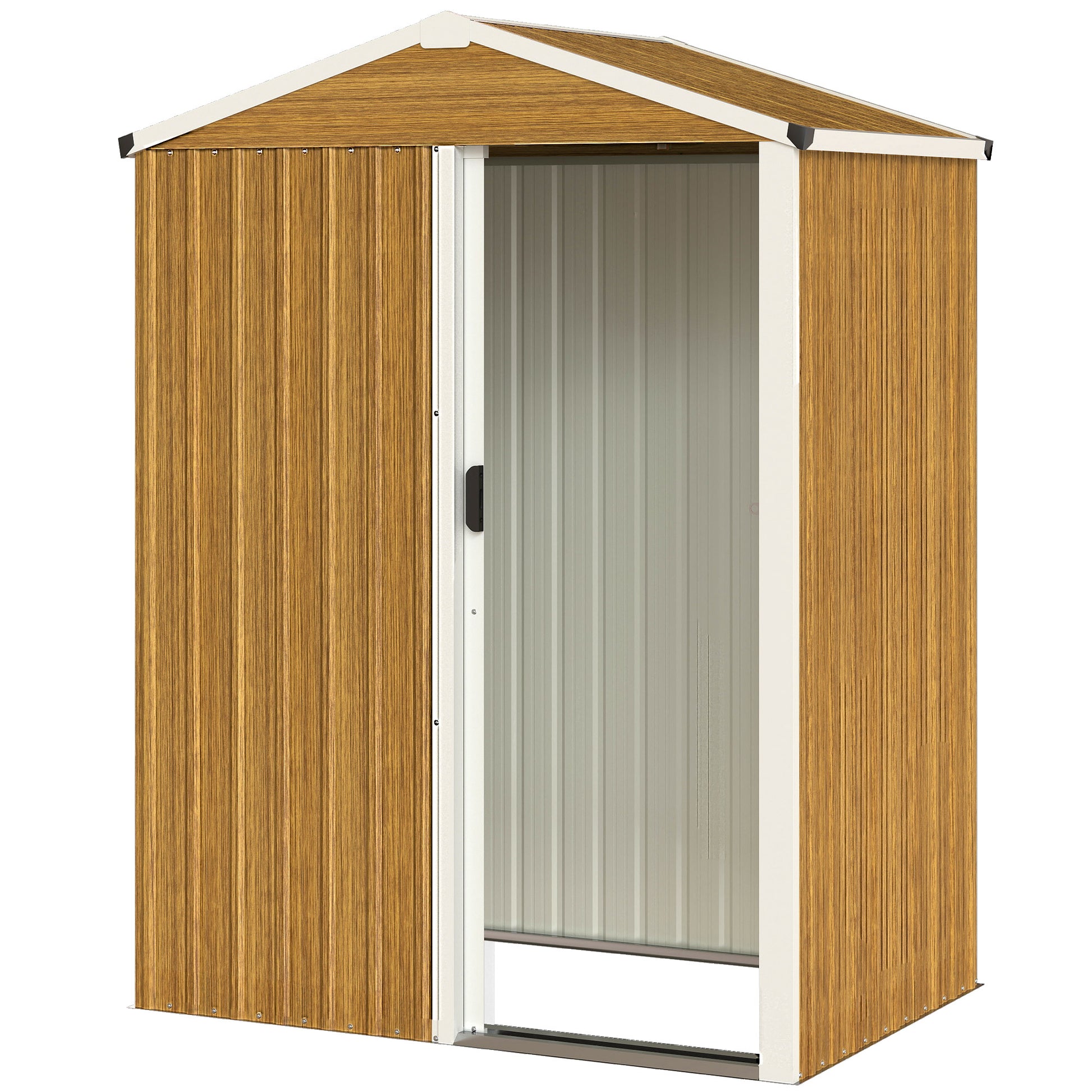 4.5 x 3ft Outdoor Metal Storage Shed - Wood Grain-Patio & Garden > Lawn & Garden > Sheds-DECOROLALA