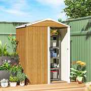 4.5 x 3ft Outdoor Metal Storage Shed - Wood Grain-Patio & Garden > Lawn & Garden > Sheds-DECOROLALA
