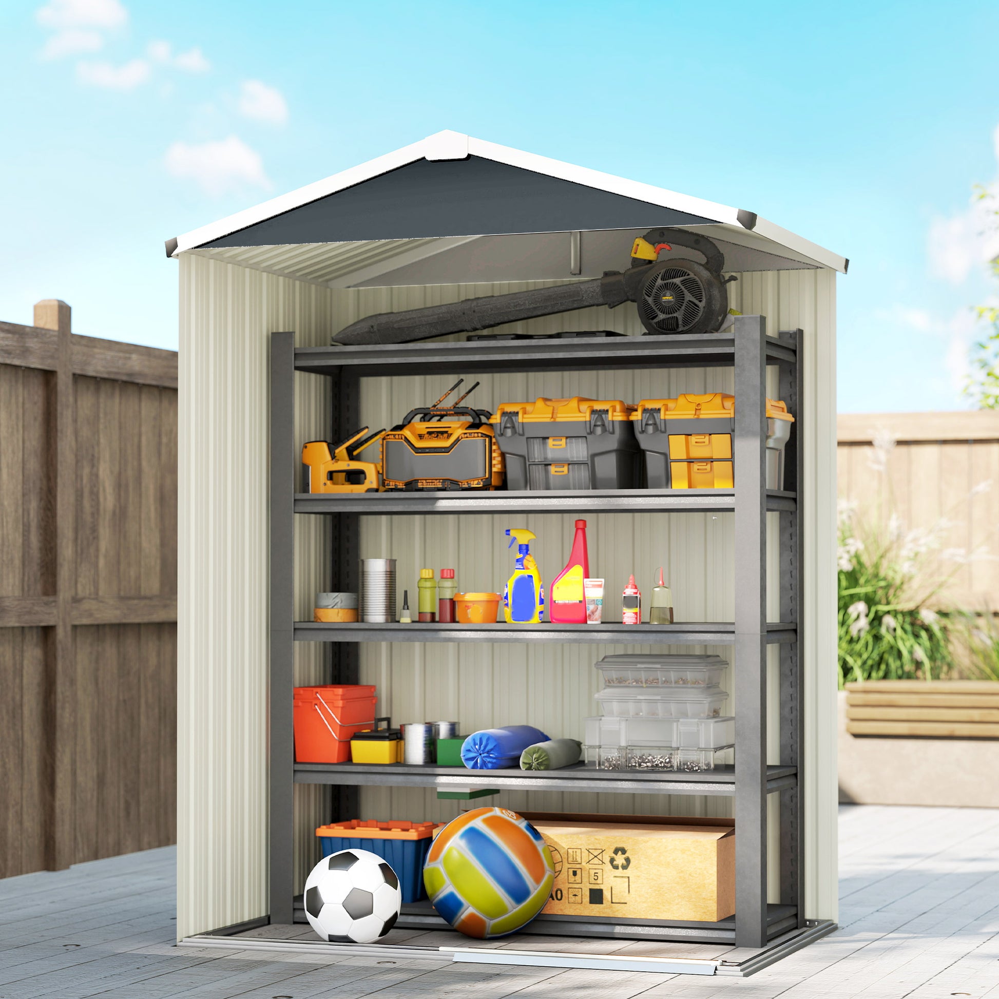 4.5 x 3ft Outdoor Storage Shed - Dark Grey Metal Garden Shed-Patio & Garden > Lawn & Garden > Sheds-DECOROLALA