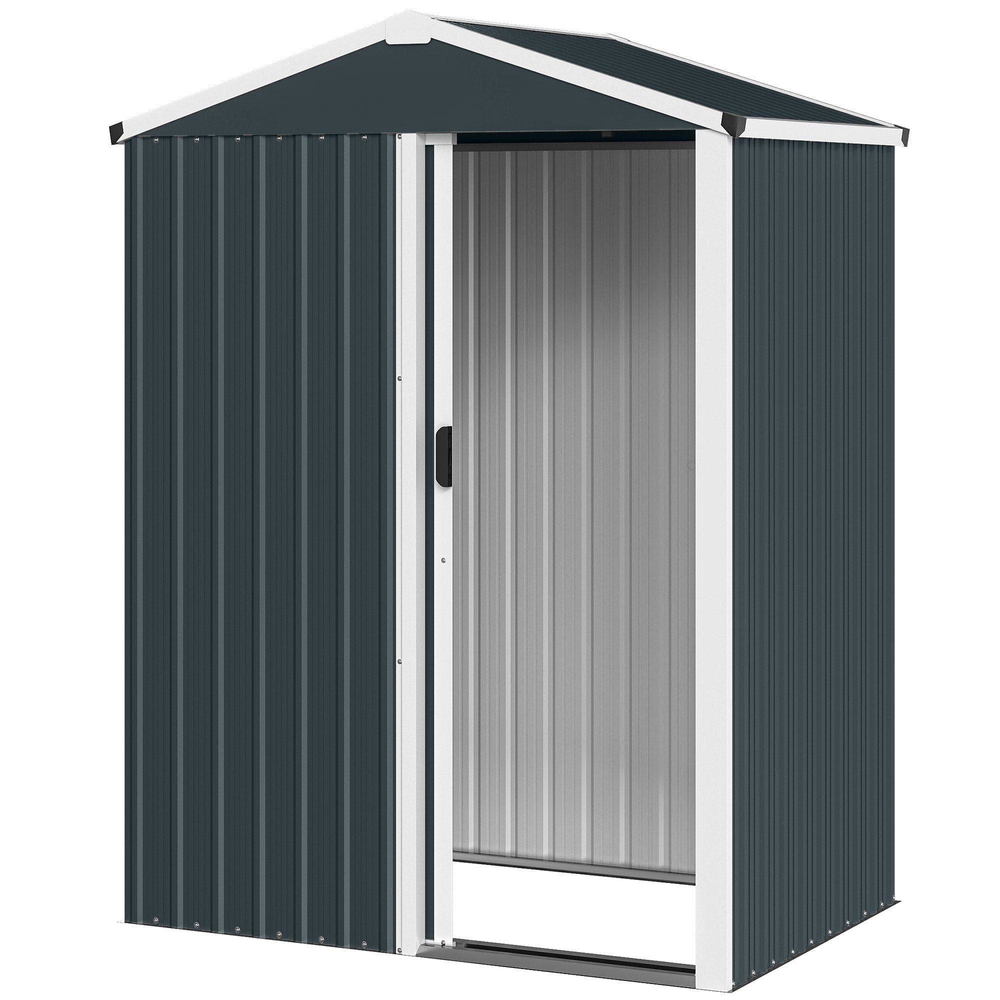 4.5 x 3ft Outdoor Storage Shed - Dark Grey Metal Garden Shed-Patio & Garden > Lawn & Garden > Sheds-DECOROLALA