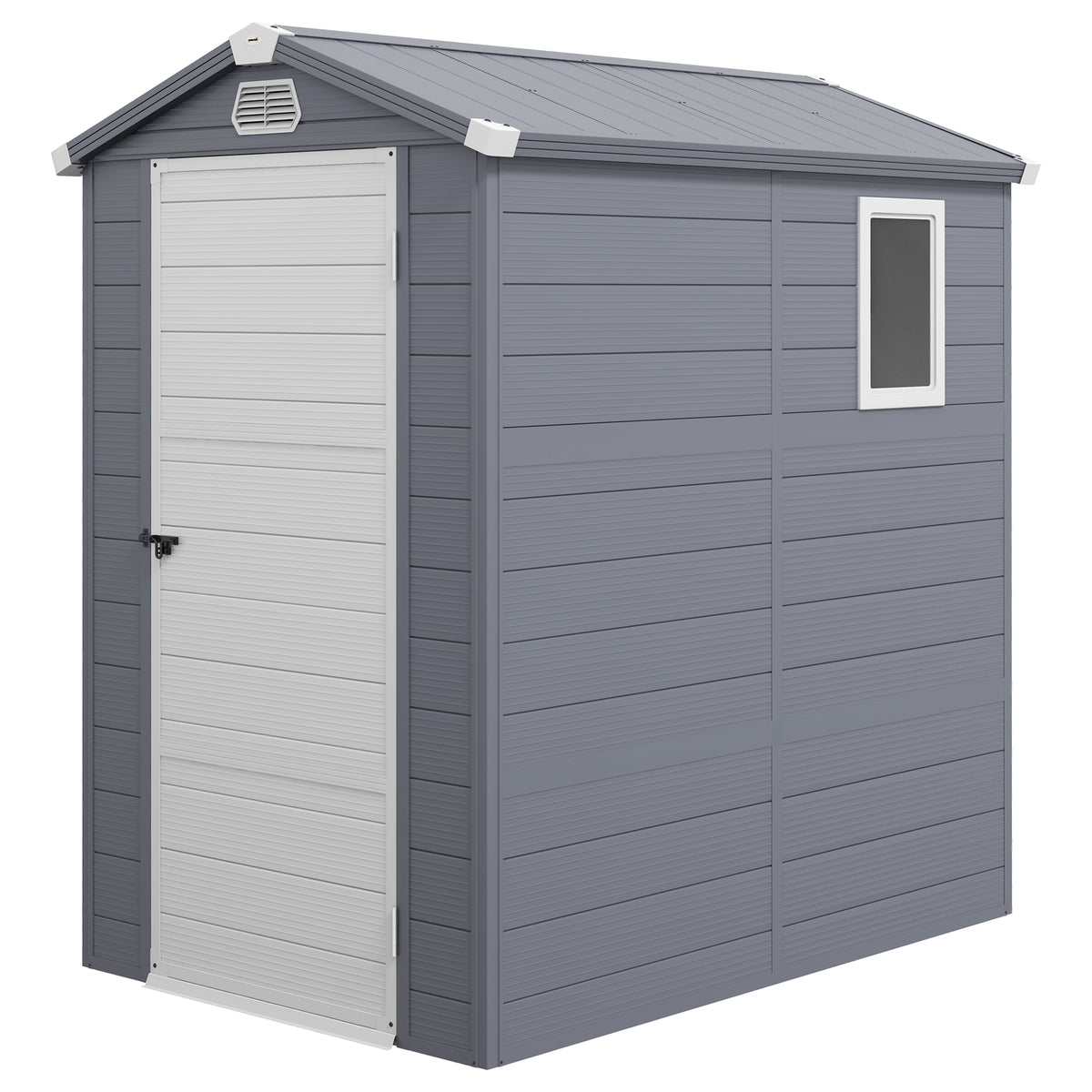 4.5' x 6' Plastic Garden Storage Shed - Light Grey-Patio & Garden > Lawn & Garden > Sheds-DECOROLALA