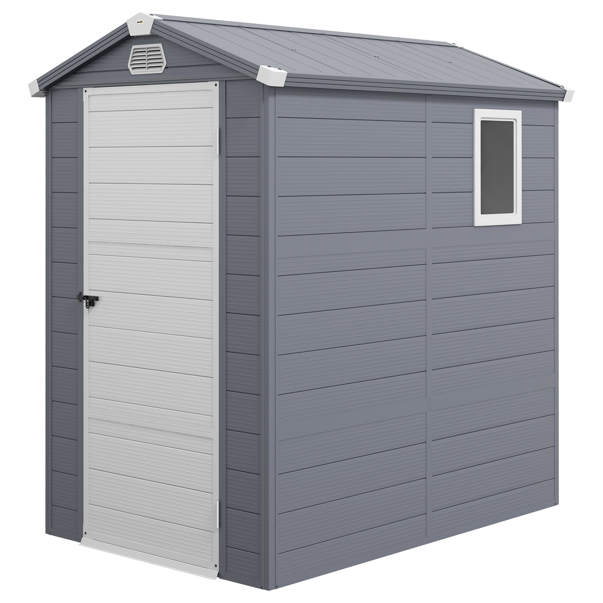 4.5' x 6' Plastic Garden Storage Shed - Light Grey-Patio & Garden > Lawn & Garden > Sheds-DECOROLALA