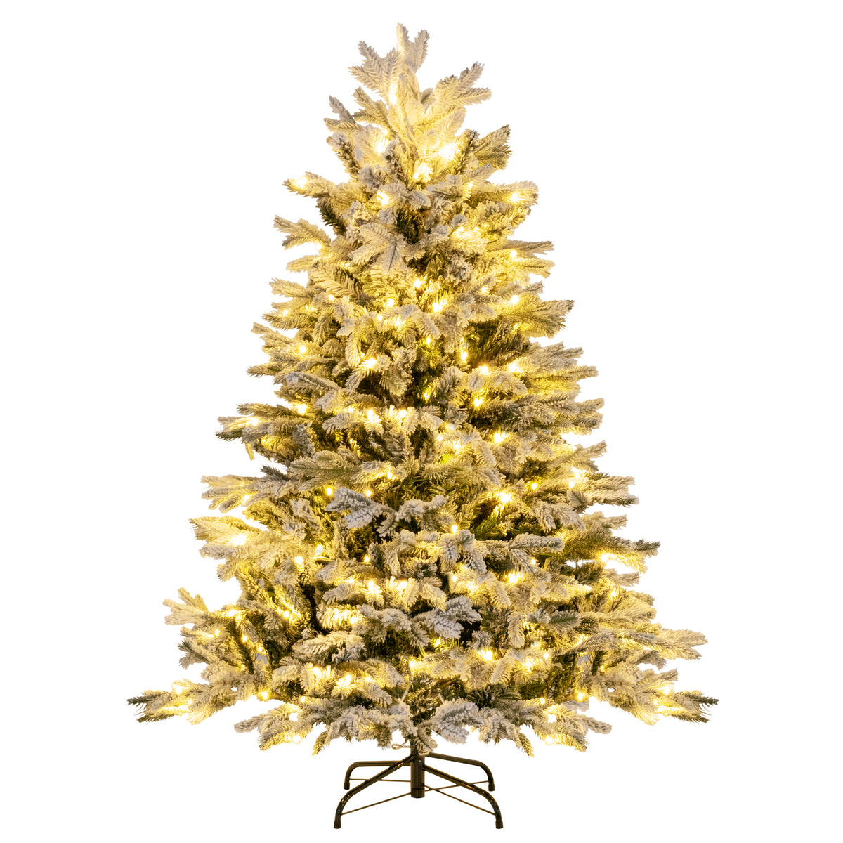 4.5/6/7 FT Artificial Pre-Lit Christmas Tree Hinged Xmas Tree with Warm White LED lights-4.5 ft-Christmas Trees-DECOROLALA