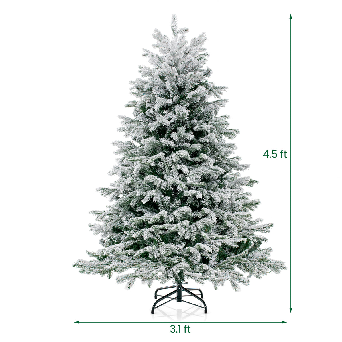 4.5/6/7 FT Artificial Pre-Lit Christmas Tree Hinged Xmas Tree with Warm White LED lights-4.5 ft-Christmas Trees-DECOROLALA
