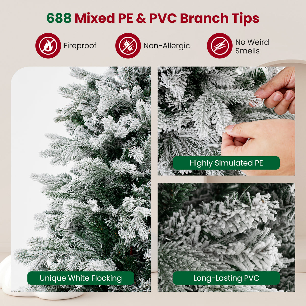 4.5/6/7 FT Artificial Pre-Lit Christmas Tree Hinged Xmas Tree with Warm White LED lights-4.5 ft-Christmas Trees-DECOROLALA