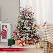 4.5/6/7 FT Artificial Pre-Lit Christmas Tree Hinged Xmas Tree with Warm White LED lights-4.5 ft-Christmas Trees-DECOROLALA