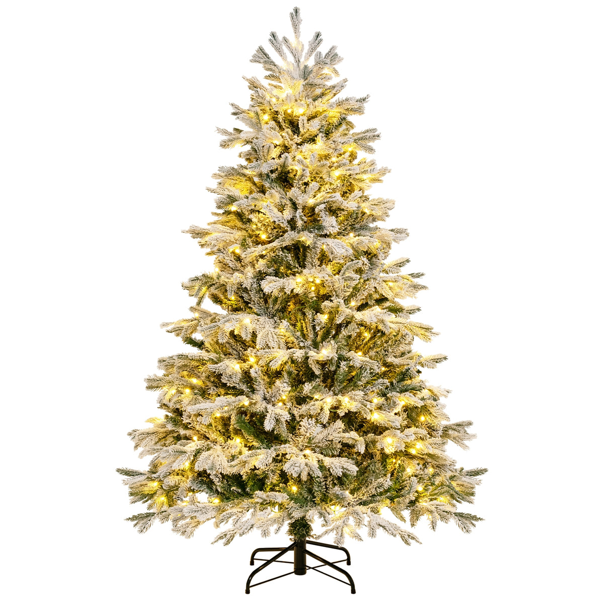 4.5/6/7 FT Artificial Pre-Lit Christmas Tree Hinged Xmas Tree with Warm White LED lights-6 ft-Christmas Trees-DECOROLALA