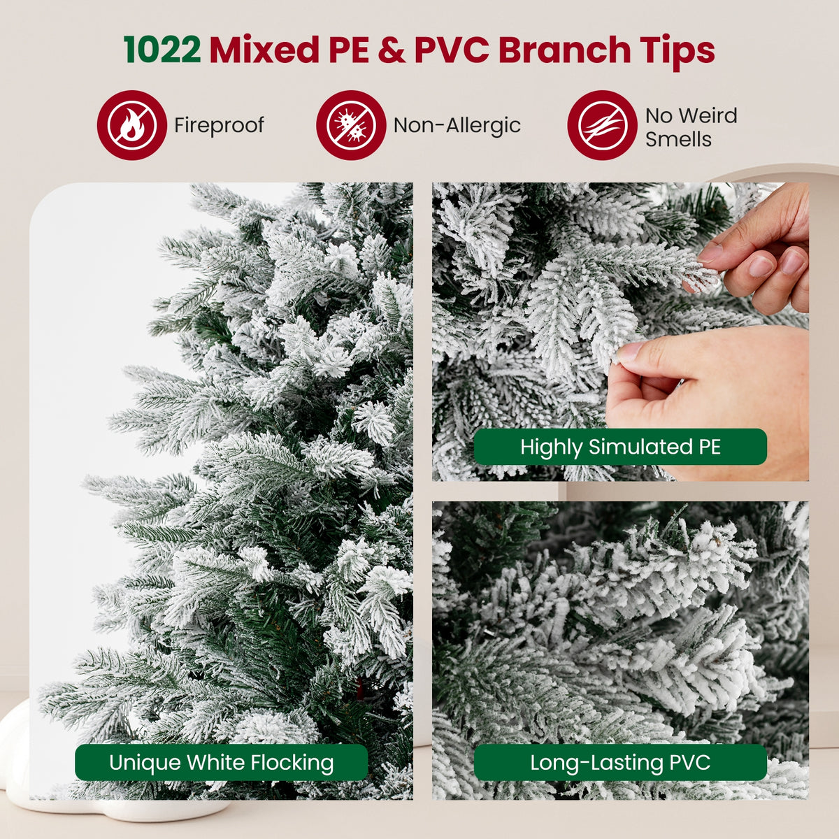 4.5/6/7 FT Artificial Pre-Lit Christmas Tree Hinged Xmas Tree with Warm White LED lights-6 ft-Christmas Trees-DECOROLALA