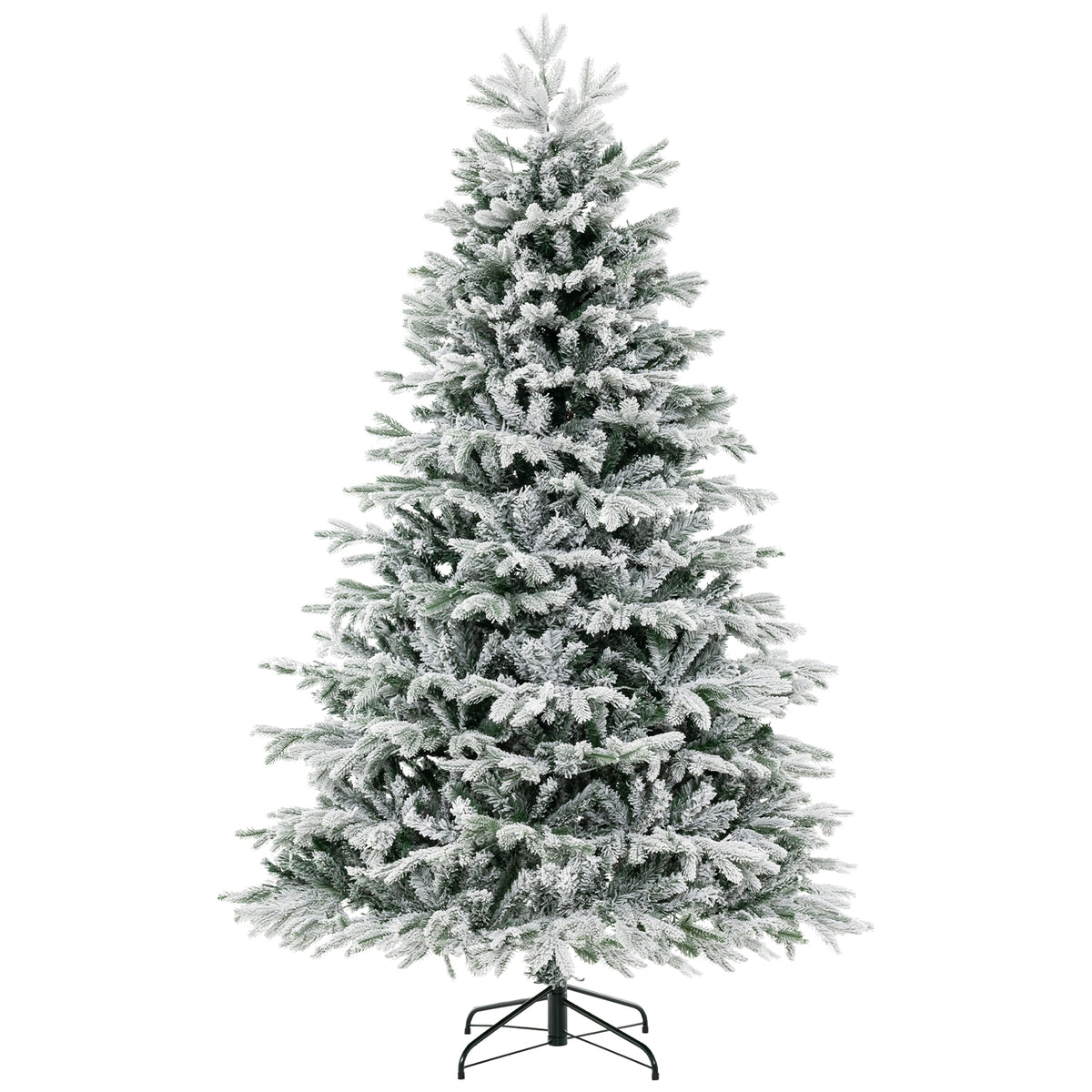 4.5/6/7 FT Artificial Pre-Lit Christmas Tree Hinged Xmas Tree with Warm White LED lights-7 ft-Christmas Trees-DECOROLALA
