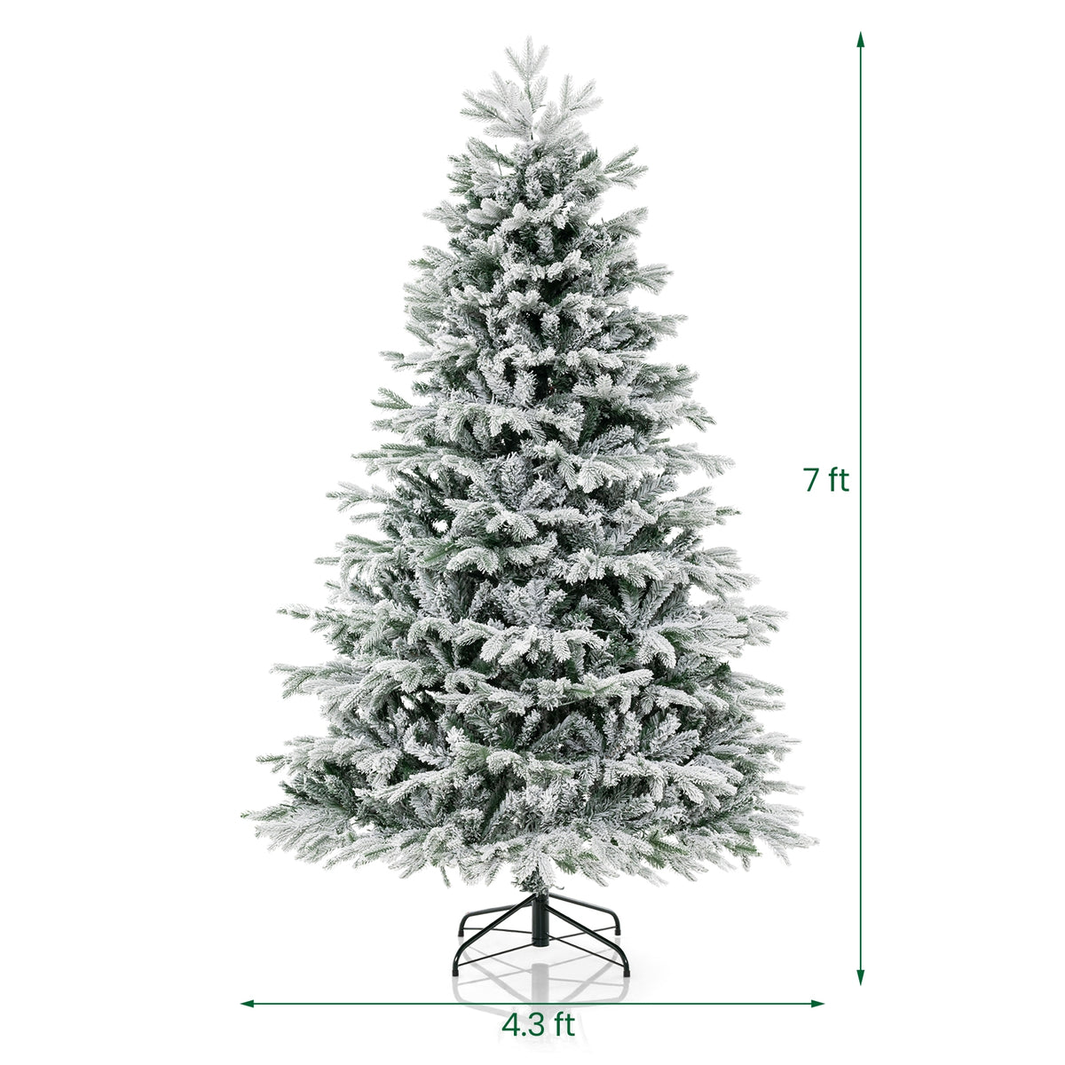 4.5/6/7 FT Artificial Pre-Lit Christmas Tree Hinged Xmas Tree with Warm White LED lights-7 ft-Christmas Trees-DECOROLALA