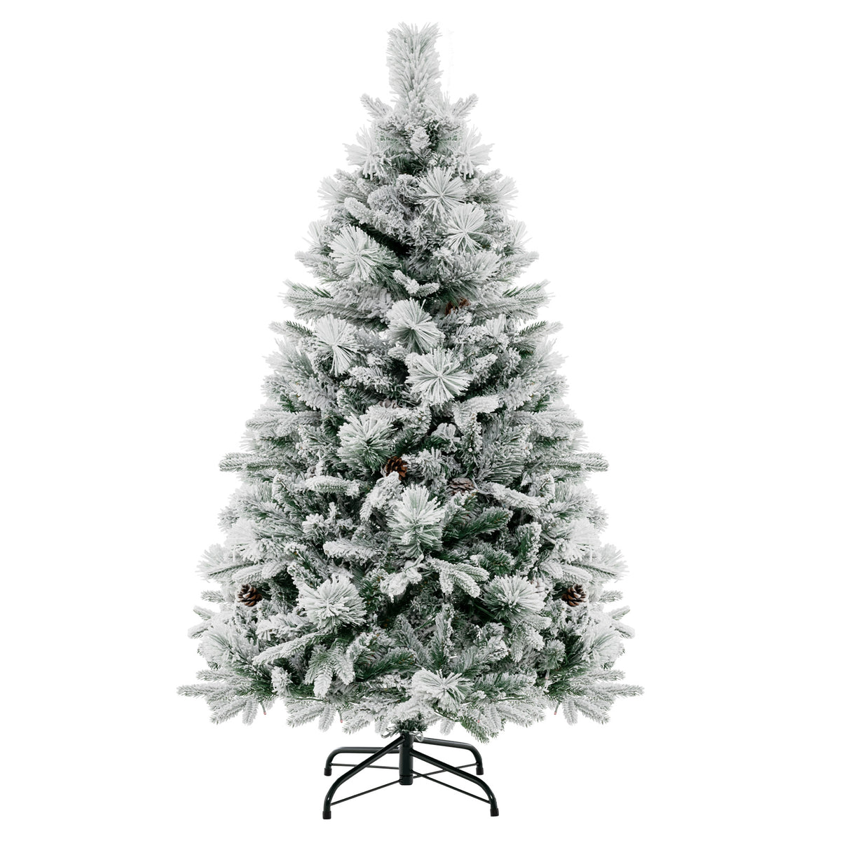 4.5/6/7 Feet Artificial Xmas Tree with Pine Needles and LED Lights-4.5 ft-Christmas Trees-DECOROLALA