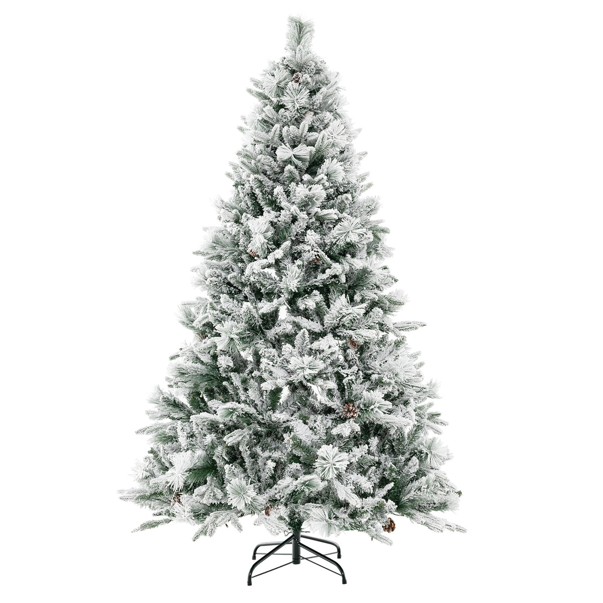 4.5/6/7 Feet Artificial Xmas Tree with Pine Needles and LED Lights-6 ft-Christmas Trees-DECOROLALA