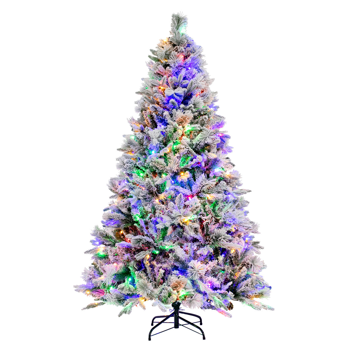 4.5/6/7 Feet Artificial Xmas Tree with Pine Needles and LED Lights-6 ft-Christmas Trees-DECOROLALA
