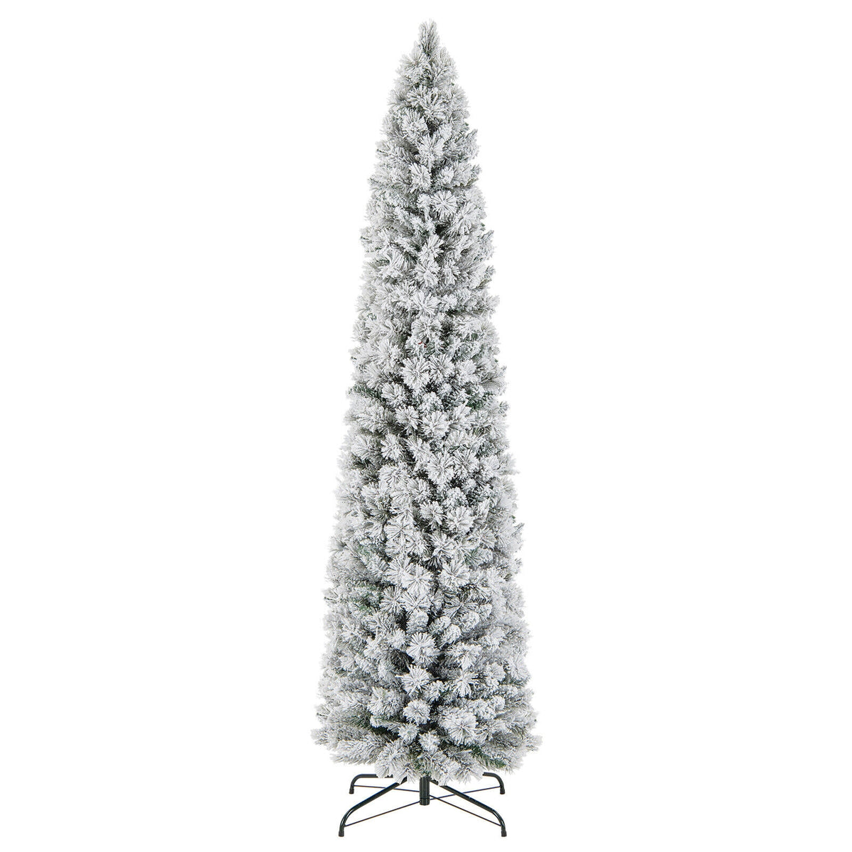 4.5/6/7 Feet Christmas Tree with 258 Branch Tips and 100 Incandescent Lights-Flocked and Slim-7 ft-Christmas Trees-DECOROLALA