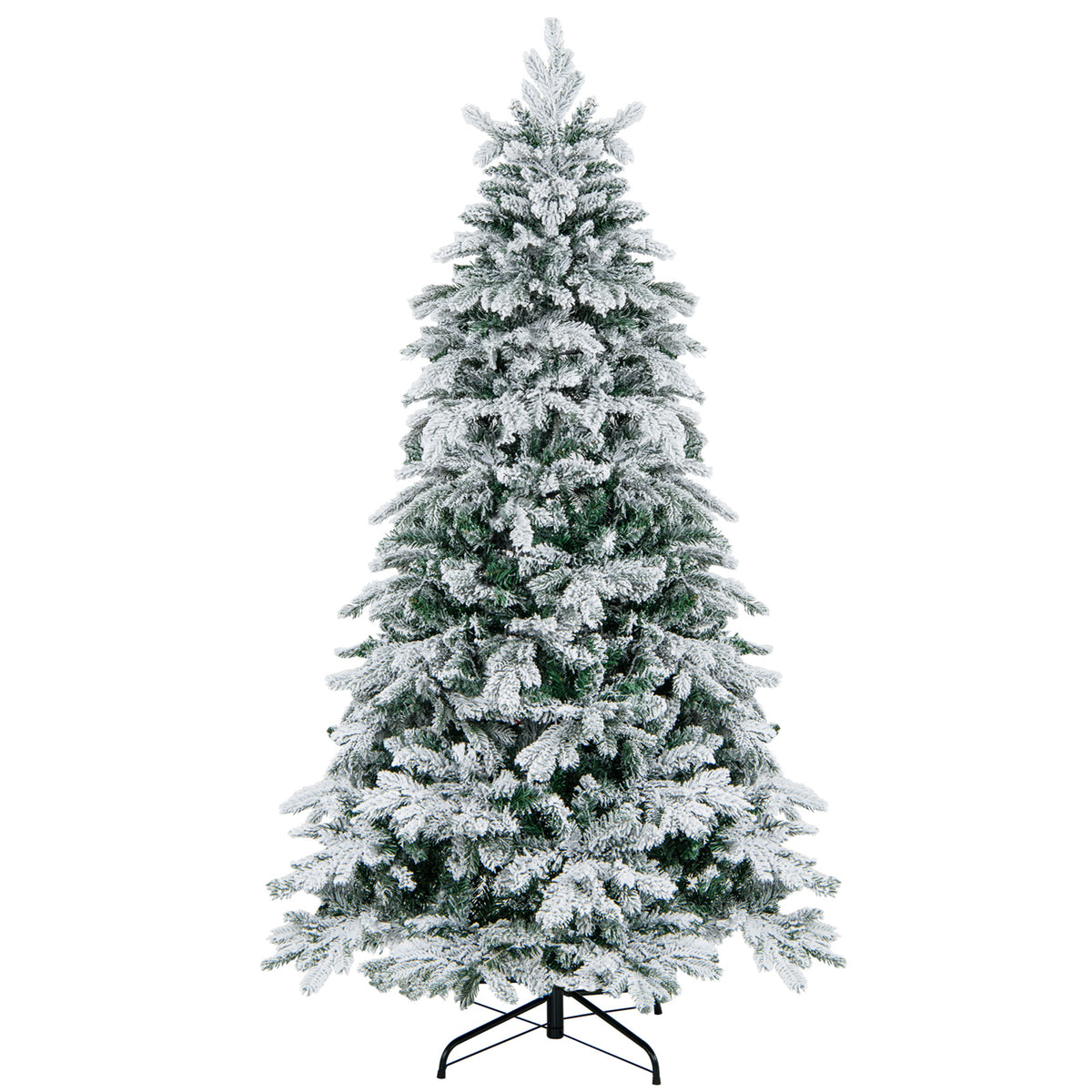 4.5/6/7 Feet Flocked Christmas Tree with Warm White LED Lights-6 ft-Christmas Trees-DECOROLALA