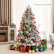 4.5/6/7 Feet Flocked Christmas Tree with Warm White LED Lights-6 ft-Christmas Trees-DECOROLALA