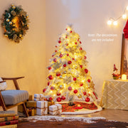 4.5/6/7 Feet Pre-Lit Snow Flocked Christmas Tree with Warm White LED Lights-4.5 ft-Christmas Trees-DECOROLALA