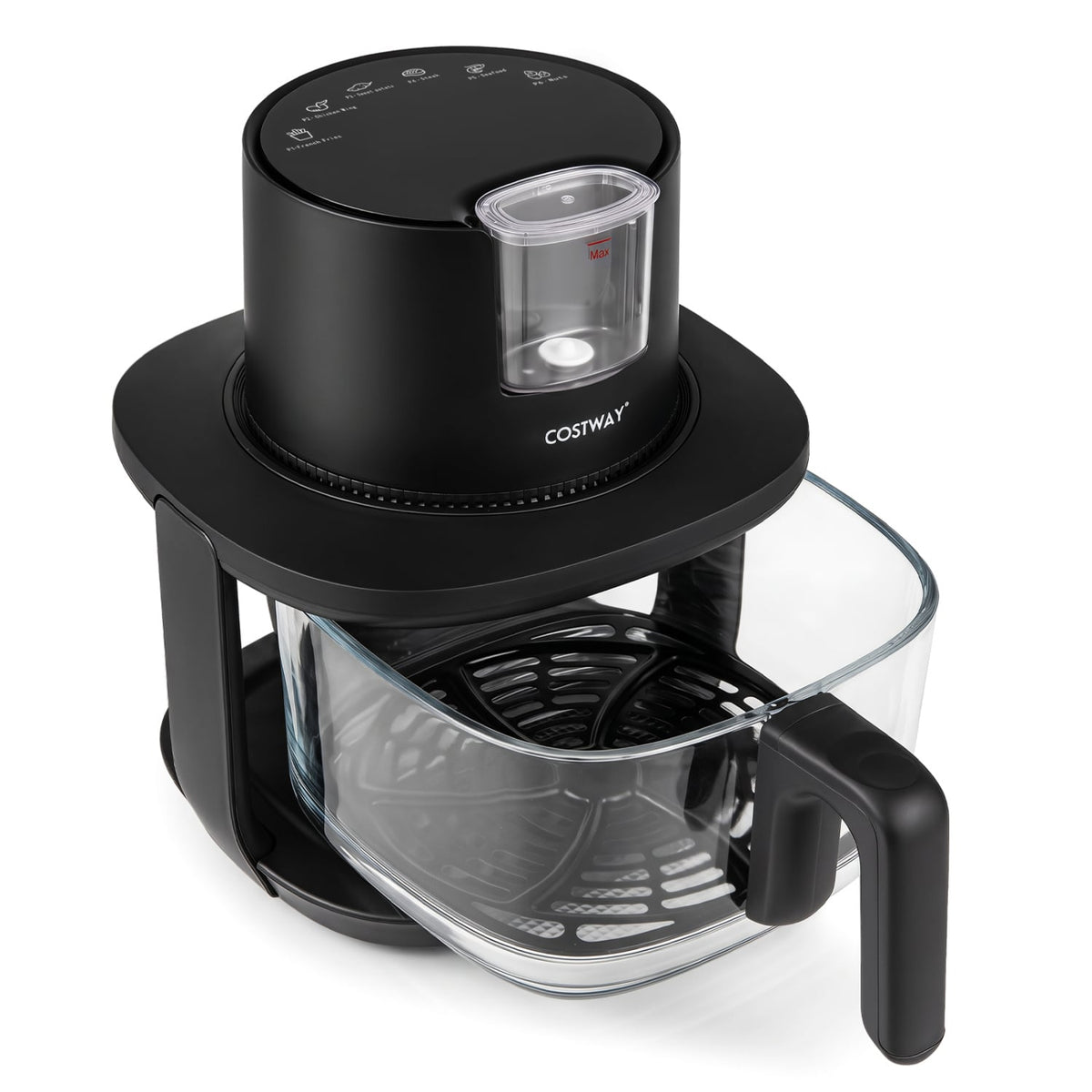4.5L Glass Air Fryer with Steam Frying Mode-Black-Air Fryers-DECOROLALA