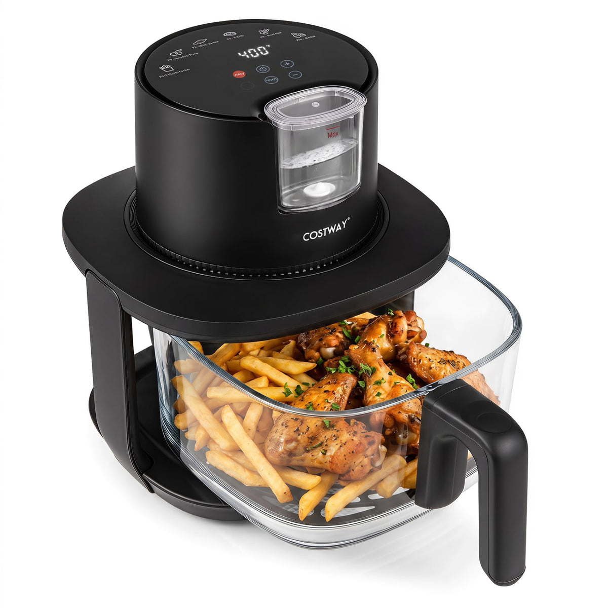 4.5L Glass Air Fryer with Steam Frying Mode-Black-Air Fryers-DECOROLALA