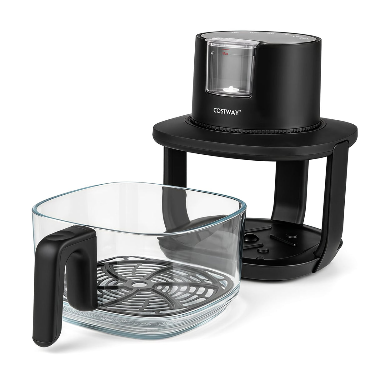 4.5L Glass Air Fryer with Steam Frying Mode-Black-Air Fryers-DECOROLALA