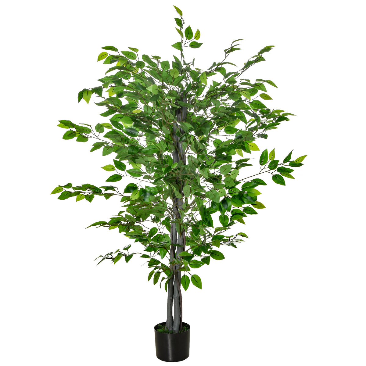 4.5ft Ficus Artificial Plant with Realistic Leaves, Potted Fake Tree for Home Office Indoor Decor, Green-Artificial Trees-DECOROLALA