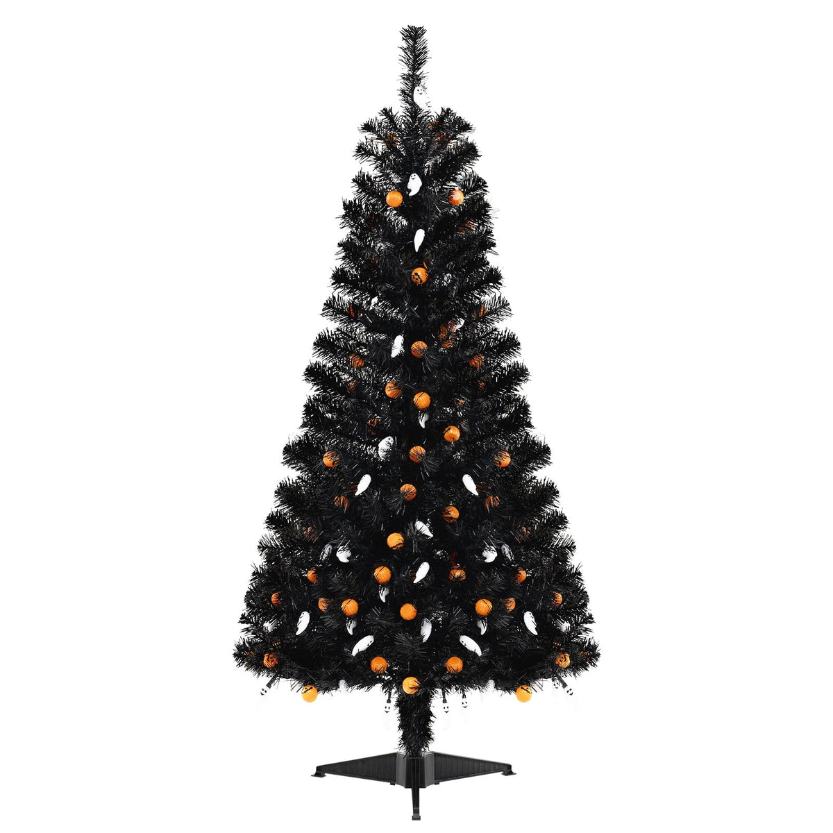 4.5ft Pre-Lit Artificial Halloween Tree, Black, 130 LED Lights-Halloween-DECOROLALA