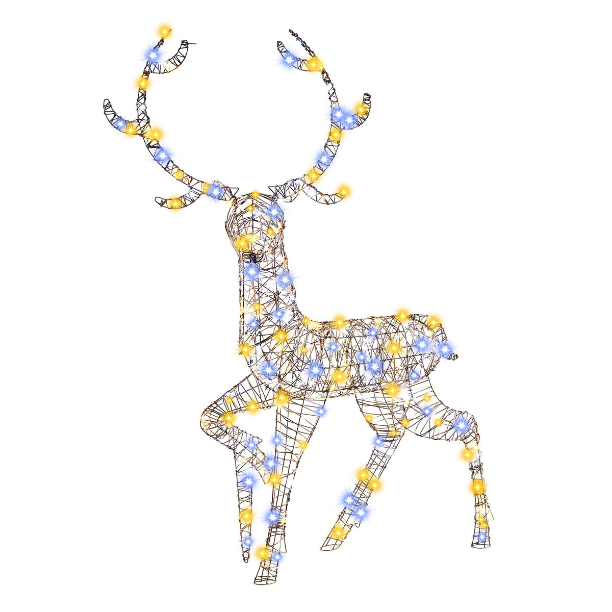 4.6 Feet Pre-Lit Christmas Reindeer with 170 Cold and Warm LED Lights-Christmas Decorations & Accessories-DECOROLALA