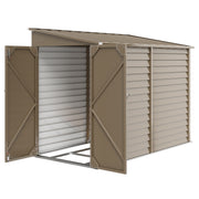 4.6' x 9' Metal Outdoor Lean-to Storage Shed - Brown-Patio & Garden > Lawn & Garden > Sheds-DECOROLALA