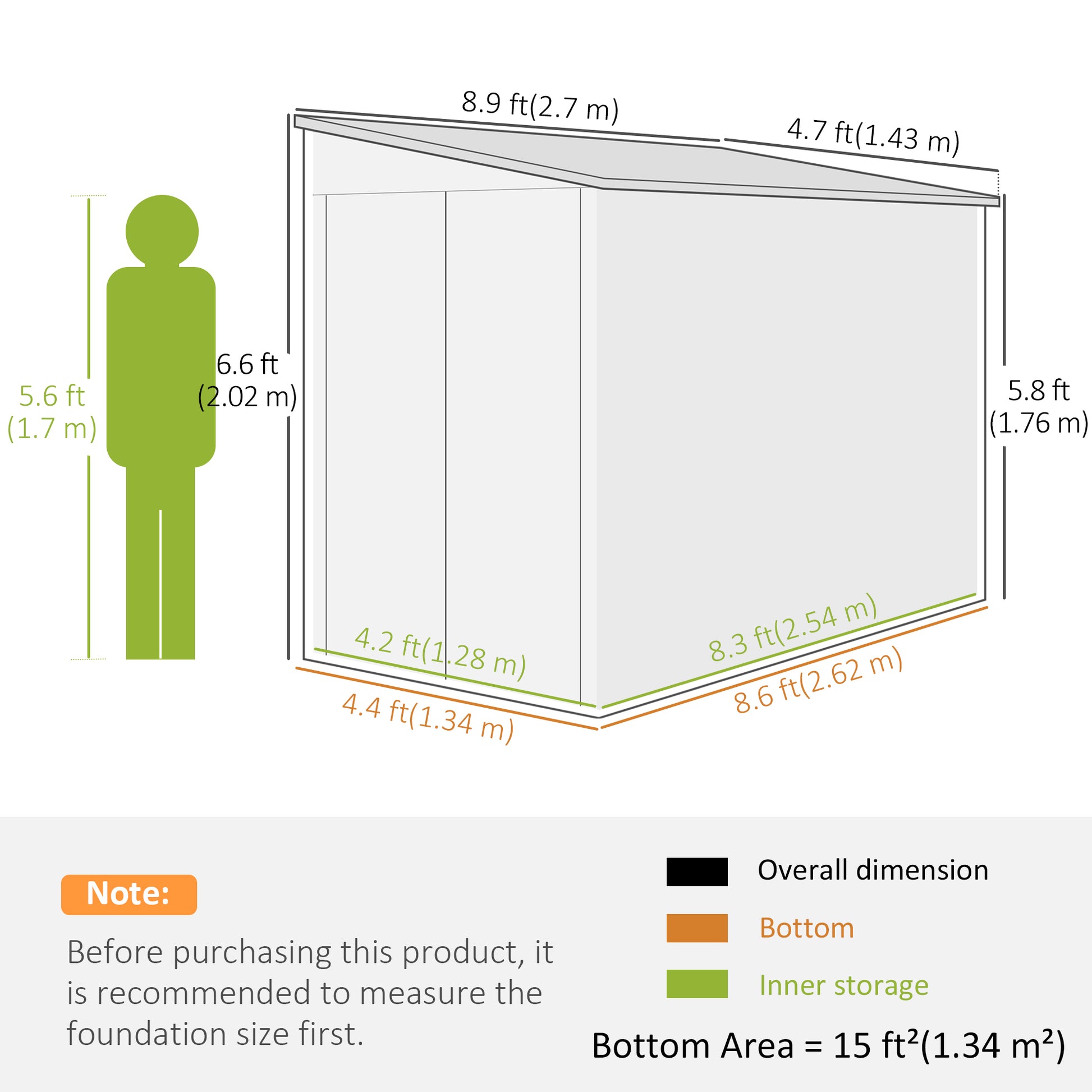 4.6' x 9' Steel Outdoor Lean-to Storage Shed - Dark Grey-Patio & Garden > Lawn & Garden > Sheds-DECOROLALA