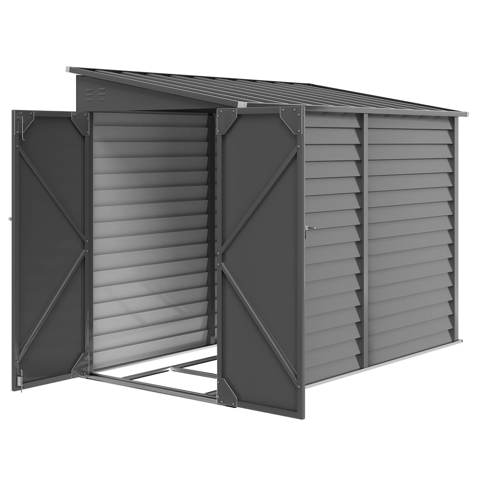 4.6' x 9' Steel Outdoor Lean-to Storage Shed - Dark Grey-Patio & Garden > Lawn & Garden > Sheds-DECOROLALA
