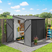 4.6' x 9' Steel Outdoor Lean-to Storage Shed - Dark Grey-Patio & Garden > Lawn & Garden > Sheds-DECOROLALA