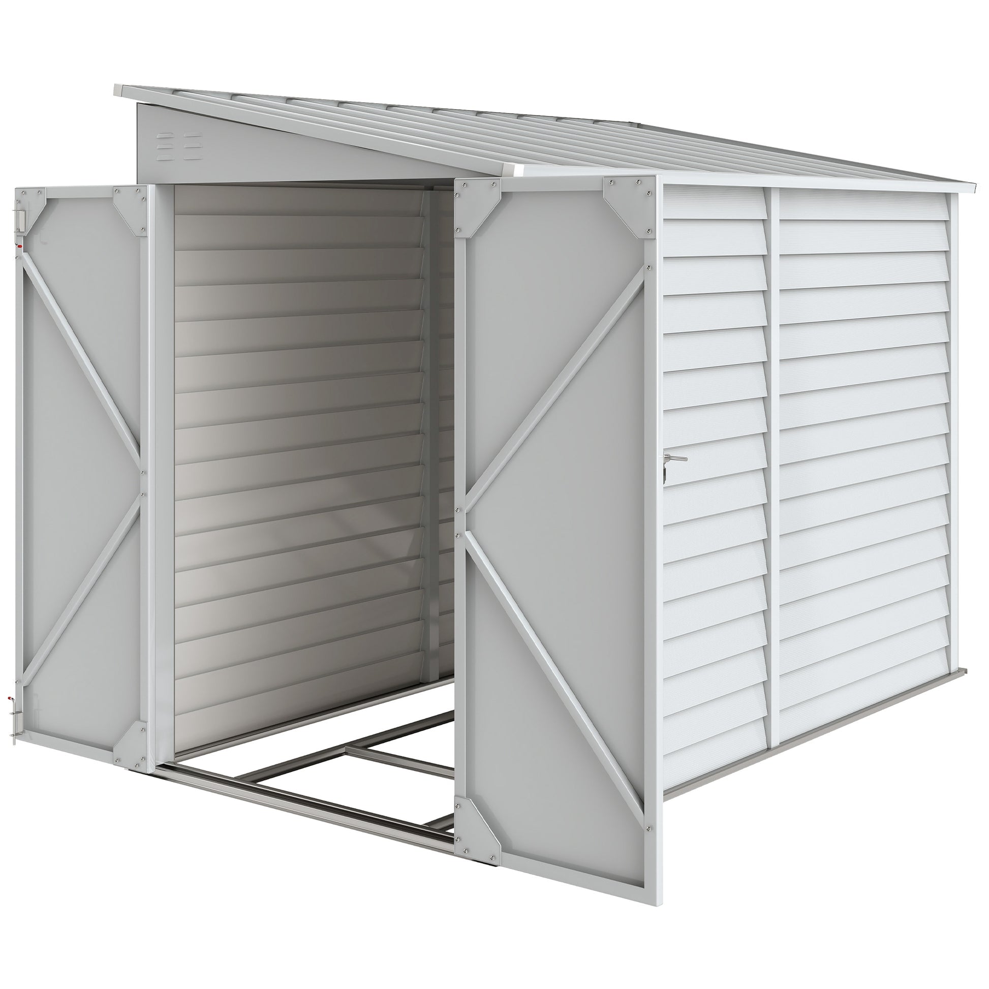 4.6' x 9' Steel Outdoor Lean-to Storage Shed - White-Patio & Garden > Lawn & Garden > Sheds-DECOROLALA