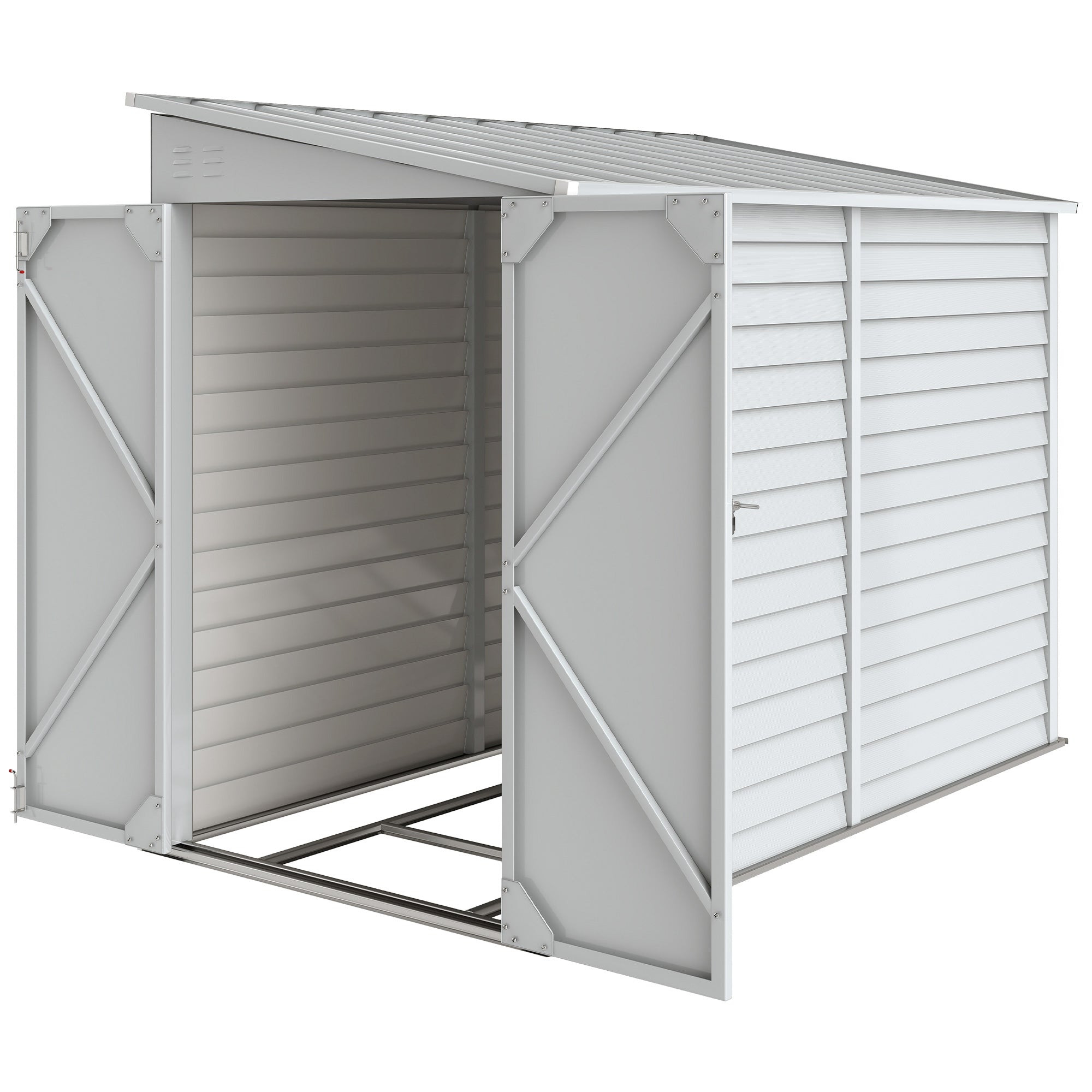 4.6' x 9' Steel Outdoor Lean-to Storage Shed - White-Patio & Garden > Lawn & Garden > Sheds-DECOROLALA