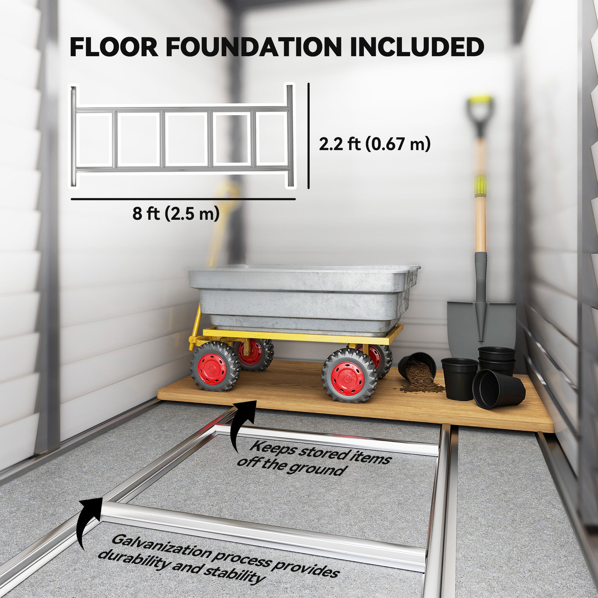 4.6' x 9' Steel Outdoor Lean-to Storage Shed with Foundation - Grey-Patio & Garden > Lawn & Garden > Sheds-DECOROLALA