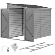 4.6' x 9' Steel Outdoor Lean-to Storage Shed with Foundation - Grey-Patio & Garden > Lawn & Garden > Sheds-DECOROLALA