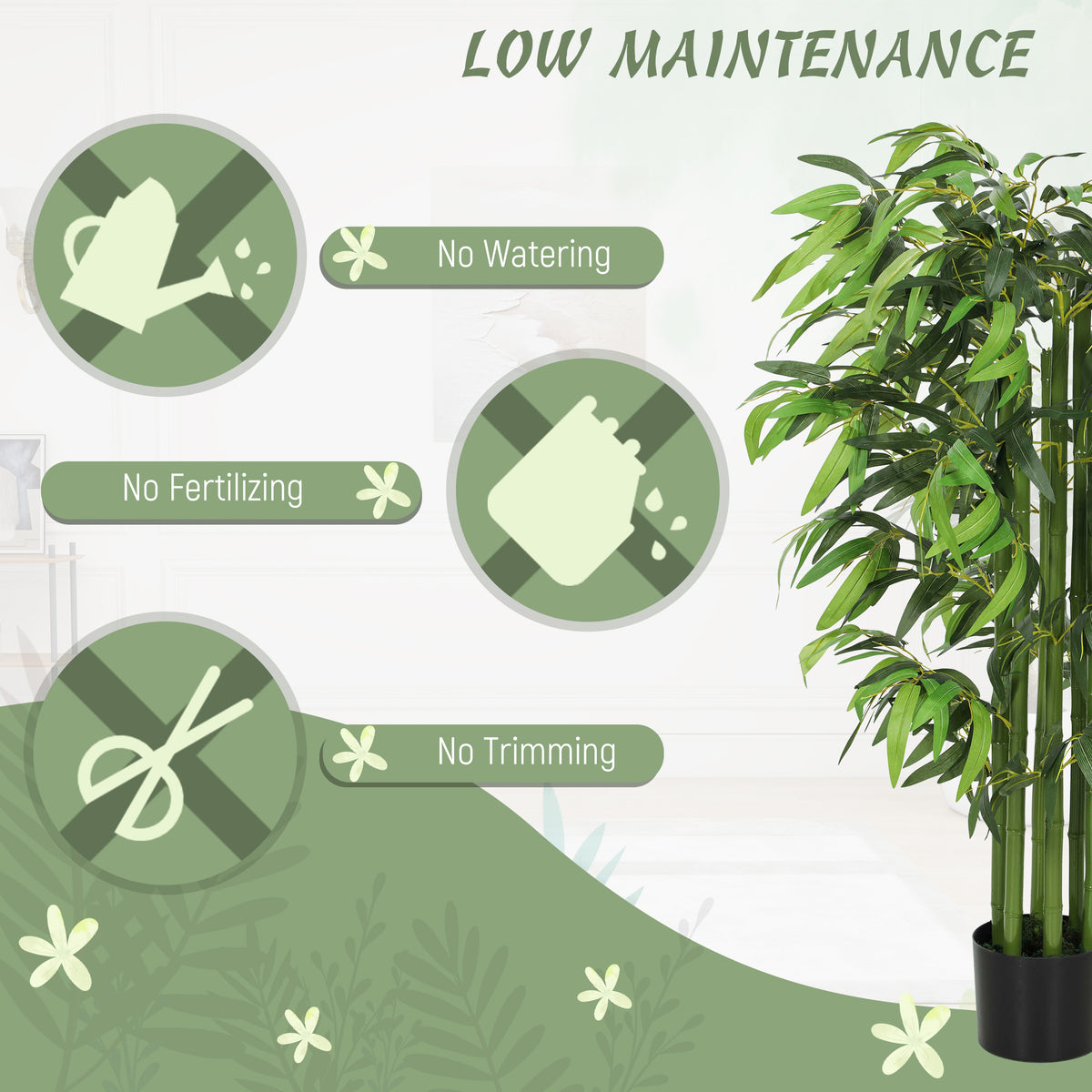 4.6FT Artificial Bamboo Tree Set of 2, Decorative Faux Plant in Nursery Pot, Faux Tree for Home Indoor Decor-Artificial Trees-DECOROLALA