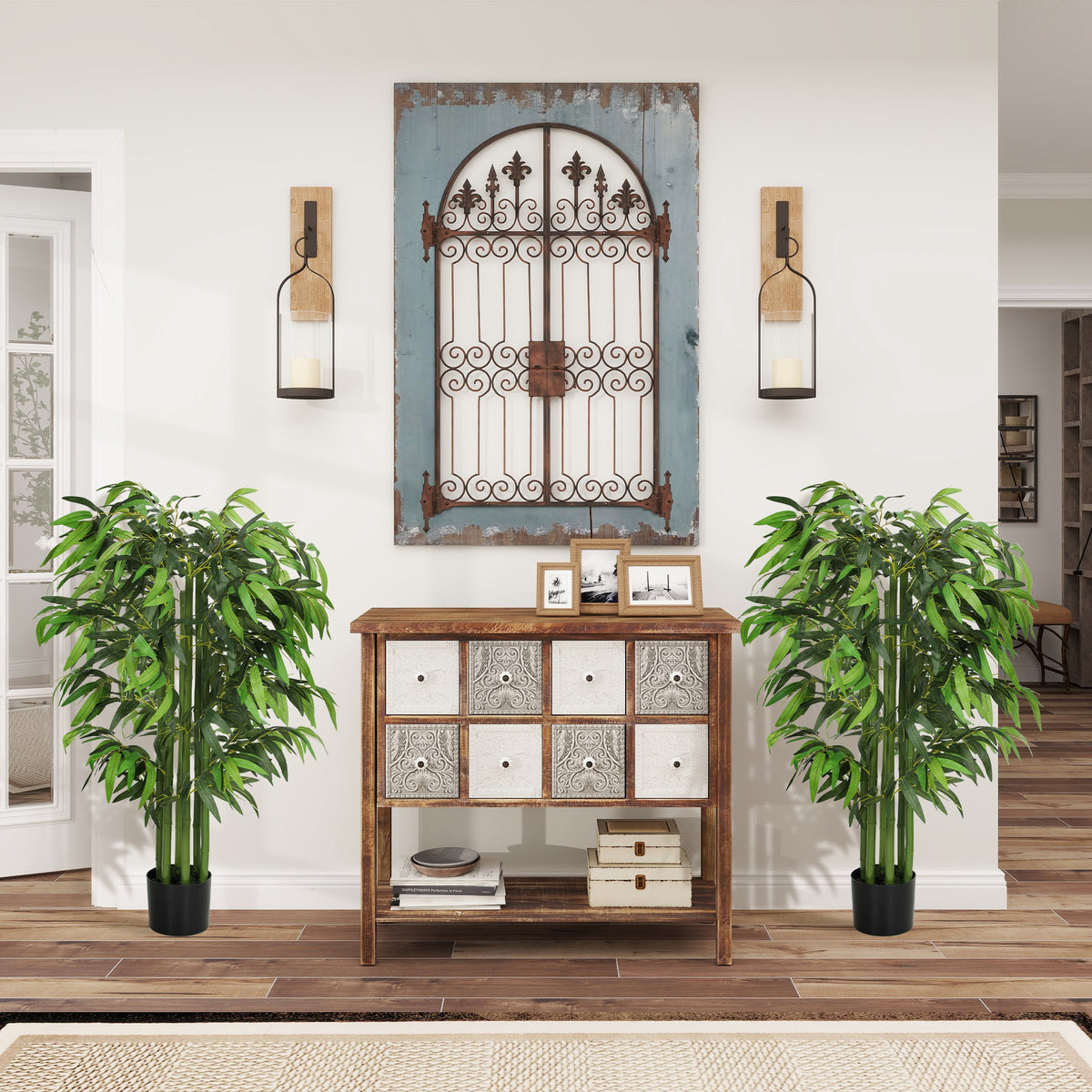 4.6FT Artificial Bamboo Tree Set of 2, Decorative Faux Plant in Nursery Pot, Faux Tree for Home Indoor Decor-Artificial Trees-DECOROLALA