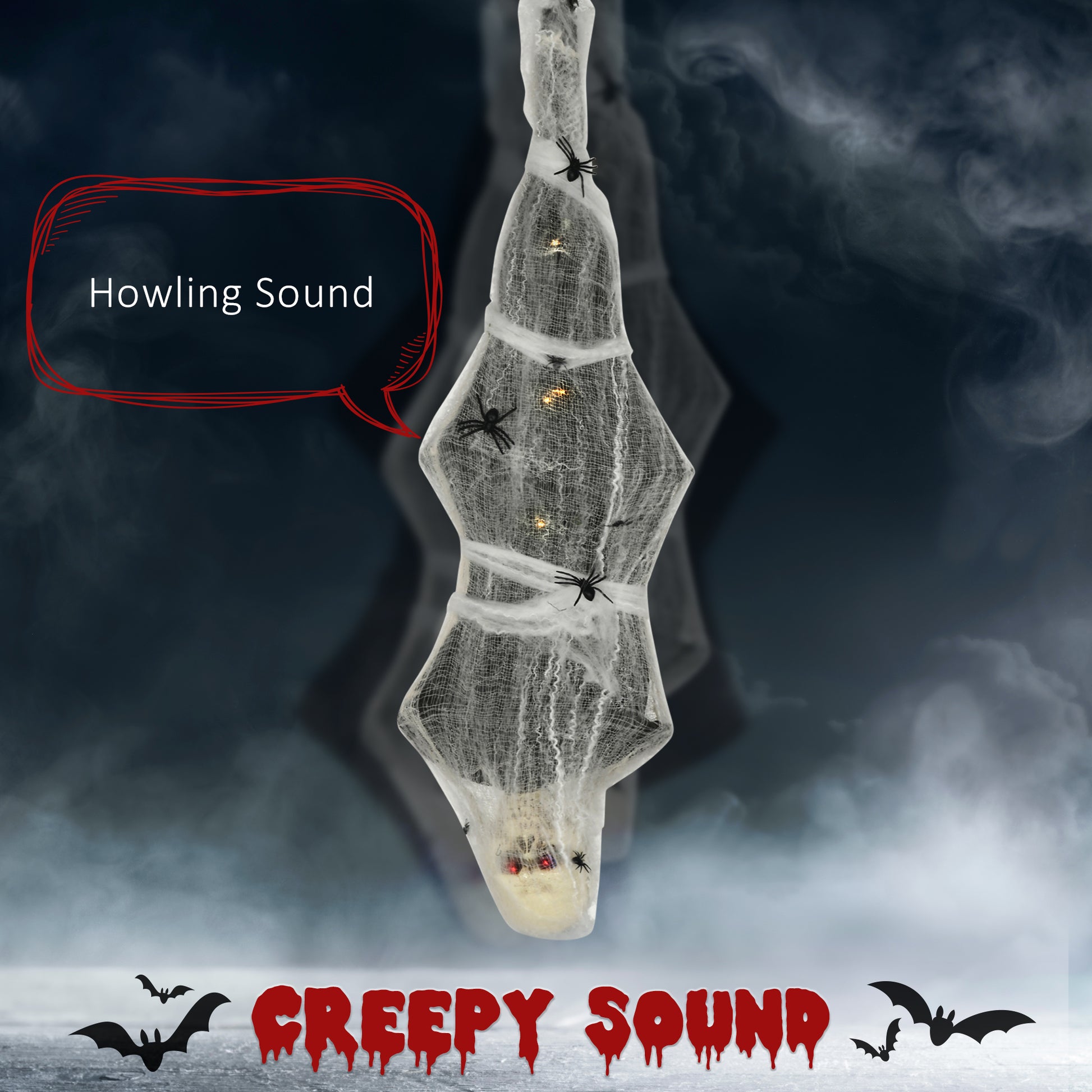 4.7ft Animated Hanging Mummy Halloween Decoration - Grey-Home Furnishings > Holiday & Seasonal > Halloween Decorations-DECOROLALA