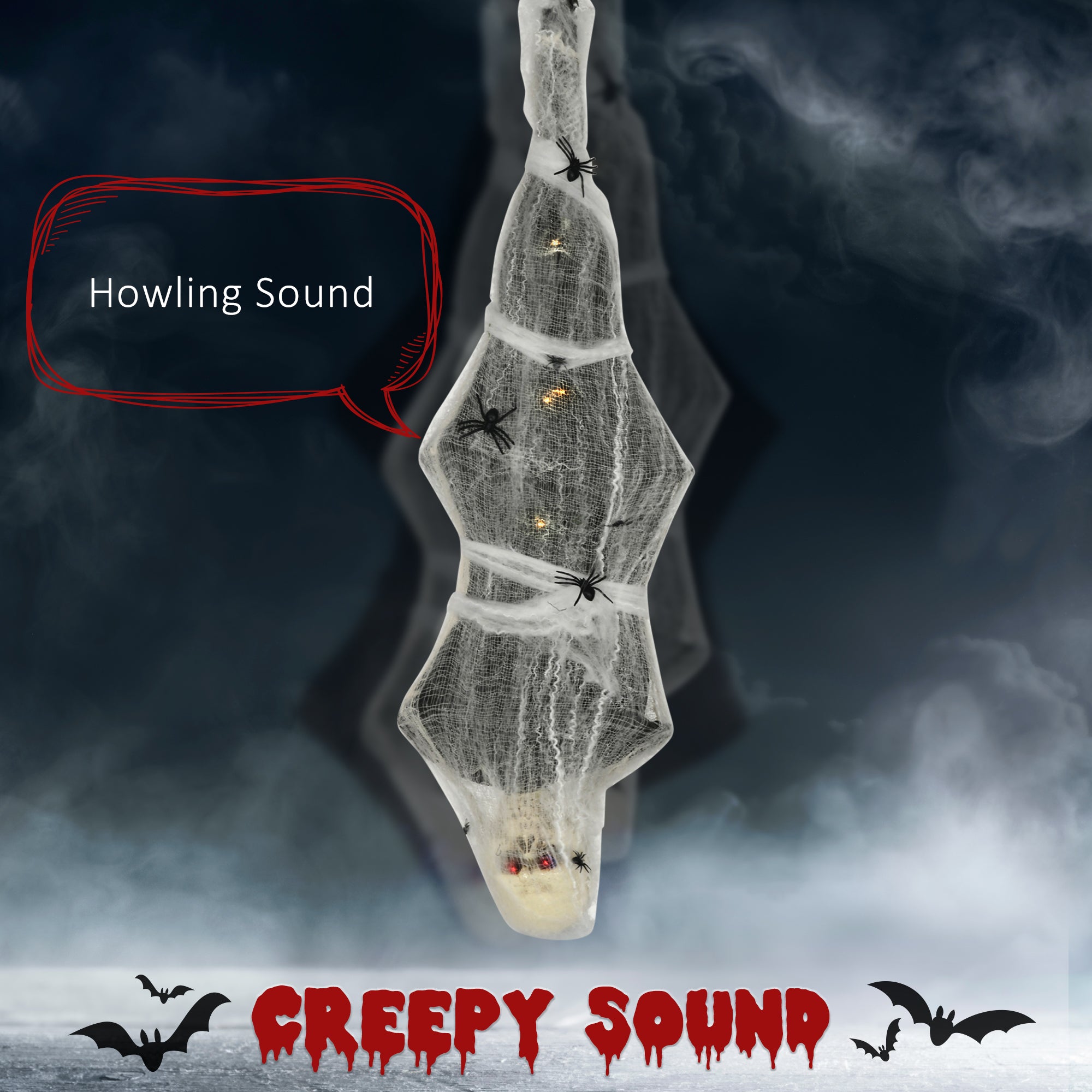 4.7ft Animated Hanging Mummy Halloween Decoration - Grey-Home Furnishings > Holiday & Seasonal > Halloween Decorations-DECOROLALA